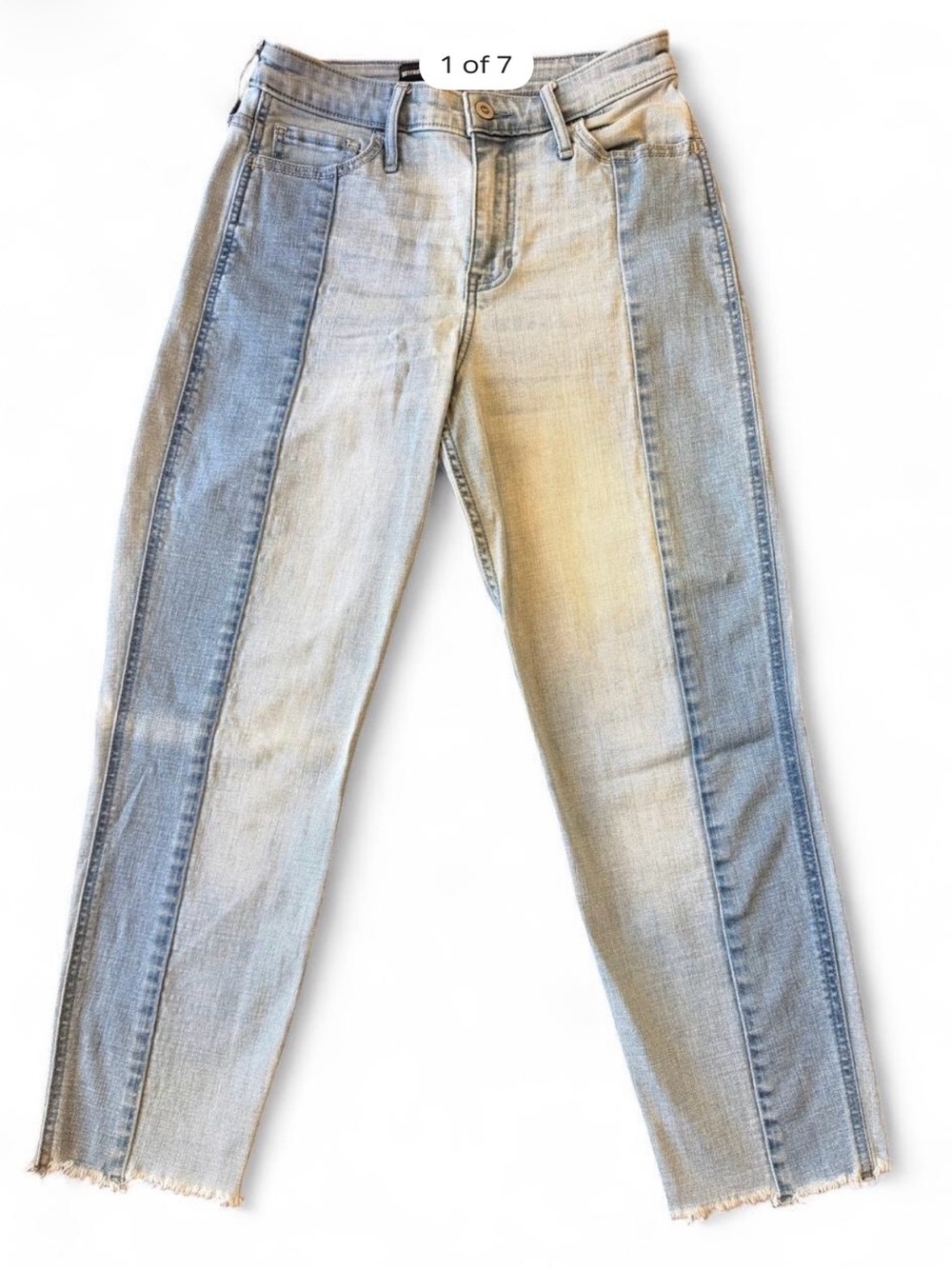 Hollister Two Toned Distressed Denim Jeans Relaxed High Rise Boyfriend Sz 5/27